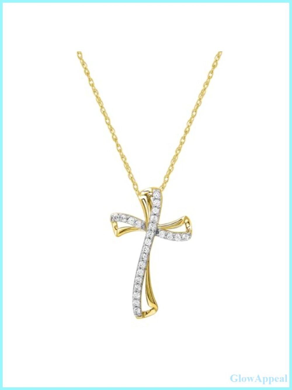 10K Yellow Gold Plated over 925 Sterling Silver Diamond Twist Cross Pendant